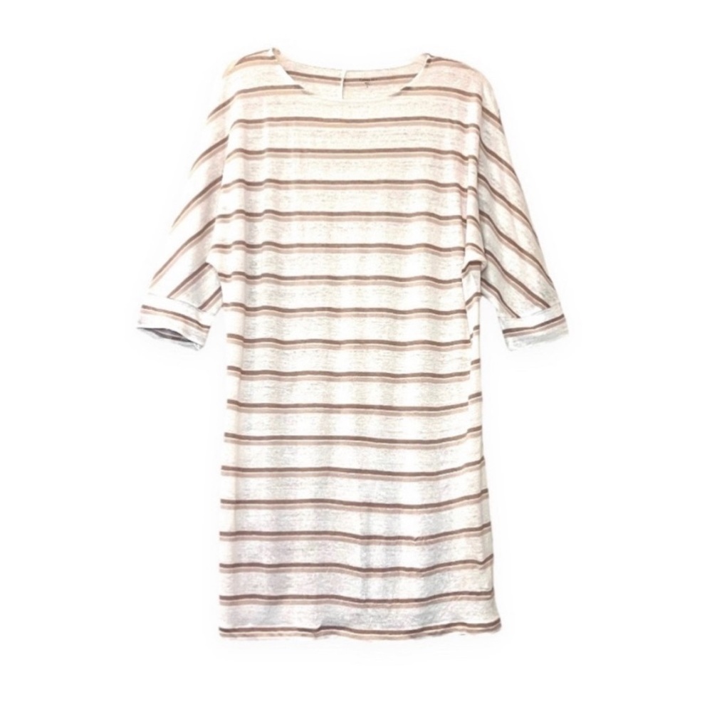 Garnet Hill Women's 100% Organic Linen Dress Dolman Sleeve Striped Size Medium - Picture 2 of 11